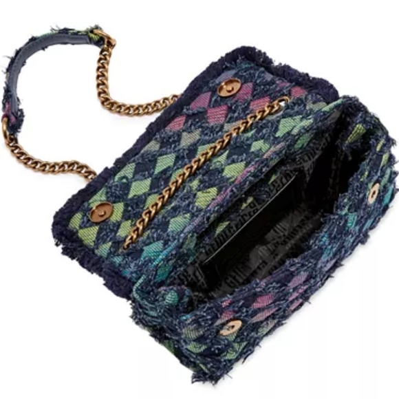 Kurt Geiger NWT Medium Kensington Flocked Denim Crossbody - Picture 3 of 8